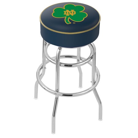 Holland Bar Stool Co 30" Notre Dame Shamrock Cushion Seat, 2-Ring Chrome Swivel Bar Stool L7C130ND-Shm